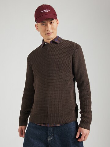 SELECTED HOMME Pulover 'SLHTheo' | rjava barva: sprednja stran