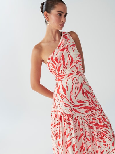 BWLDR Jurk 'FABIO MIDI DRESS' in de kleur Koraal / Wit, Productweergave