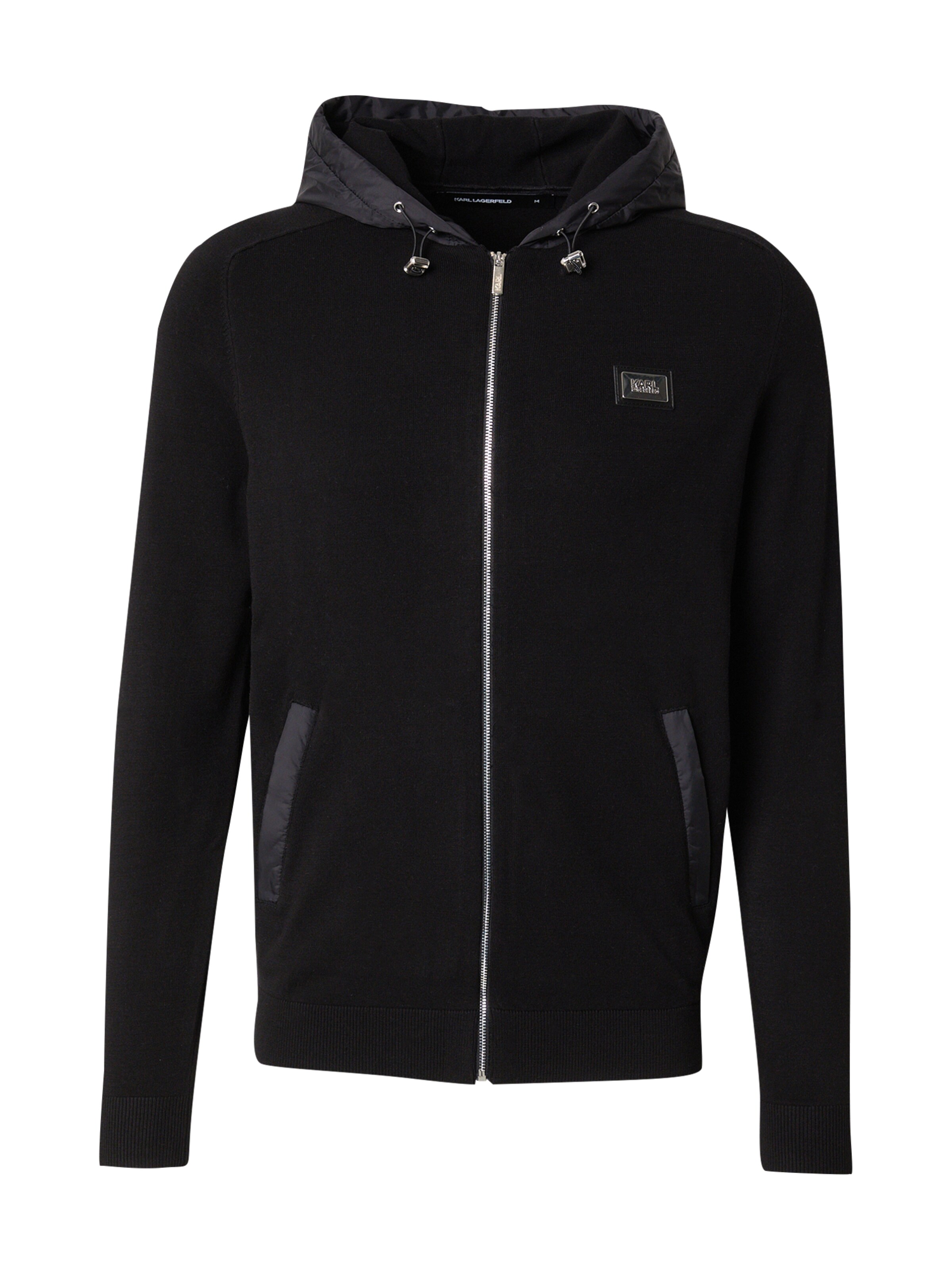 Karl Lagerfeld Плетена жилетка в черно: отпред