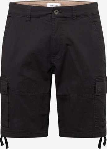 Regular Pantalon cargo 'RAY' Only & Sons en noir : devant