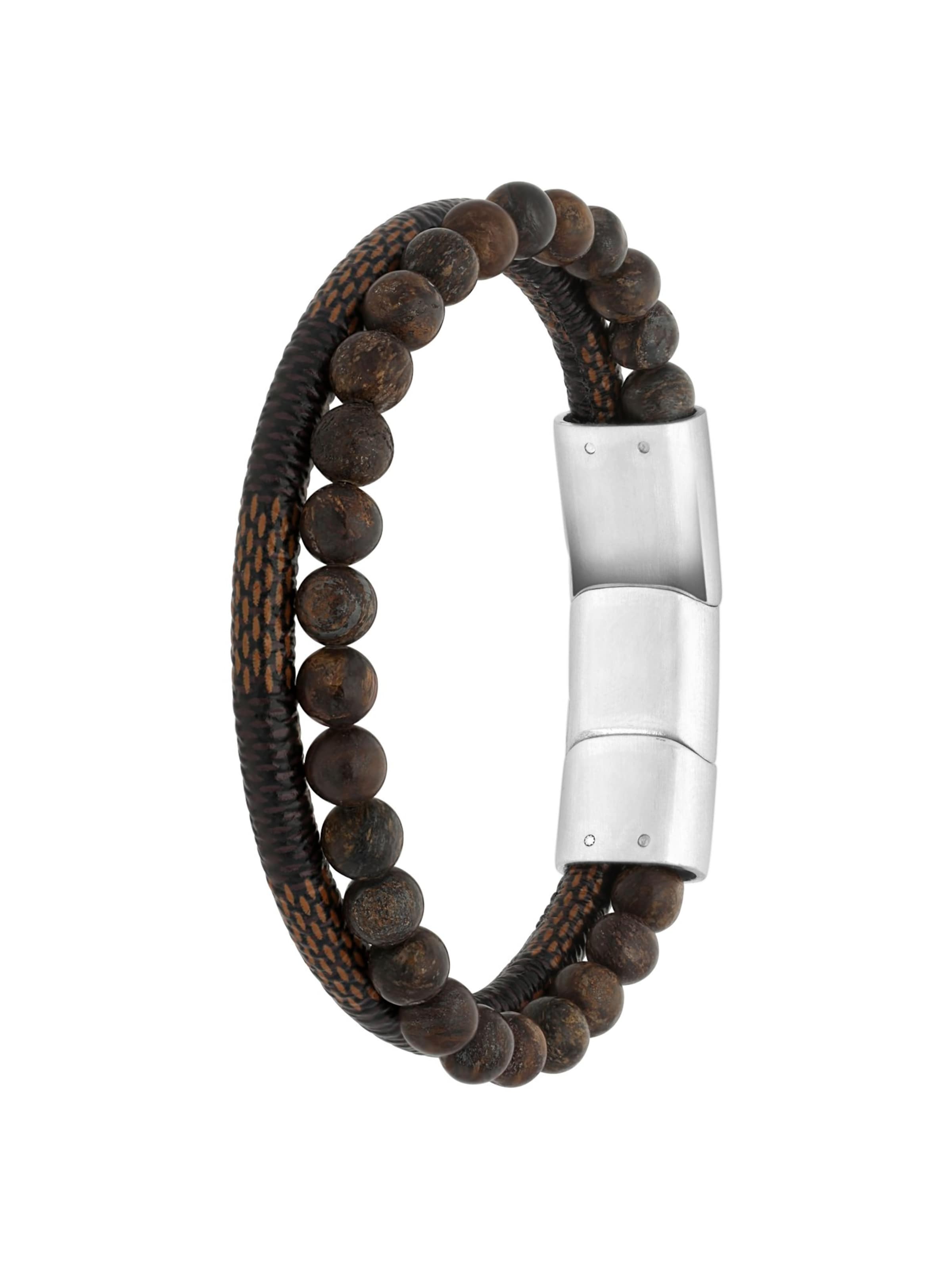 Lucardi Armband 'Suit & Tie' in Bruin: voorkant