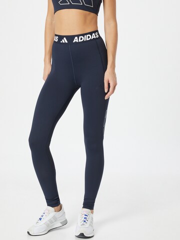 ADIDAS PERFORMANCE Skinny Workout Pants in Blue: front