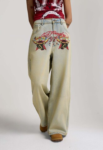 Ed Hardy Свободный крой Джинсы в Синий: спереди