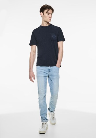 Street One MEN Shirt 'Slub' in Blue