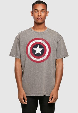 Maglietta ' Avengers - Captain America Distressed Shiel' di ABSOLUTE CULT in grigio: frontale