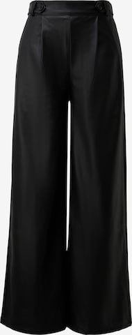 QSWide Leg/ Široke nogavice Hlače s naborima - crna boja: prednji dio
