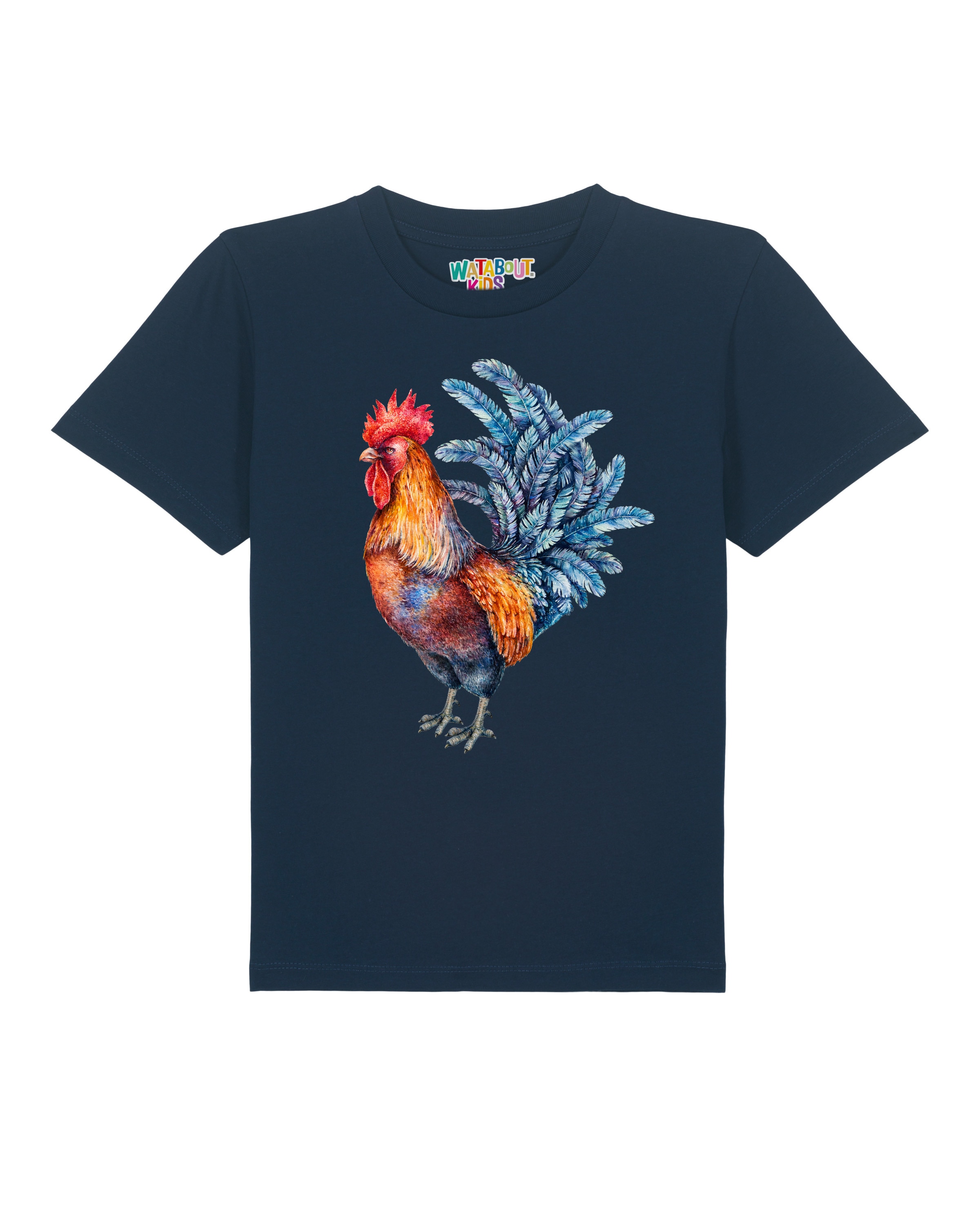 Maglietta 'Grimmiger Gockel' di watabout.kids in blu: frontale