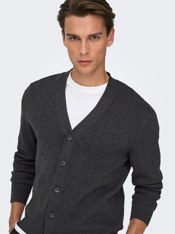 Only & Sons Knit Cardigan 'ONSting' in Grey