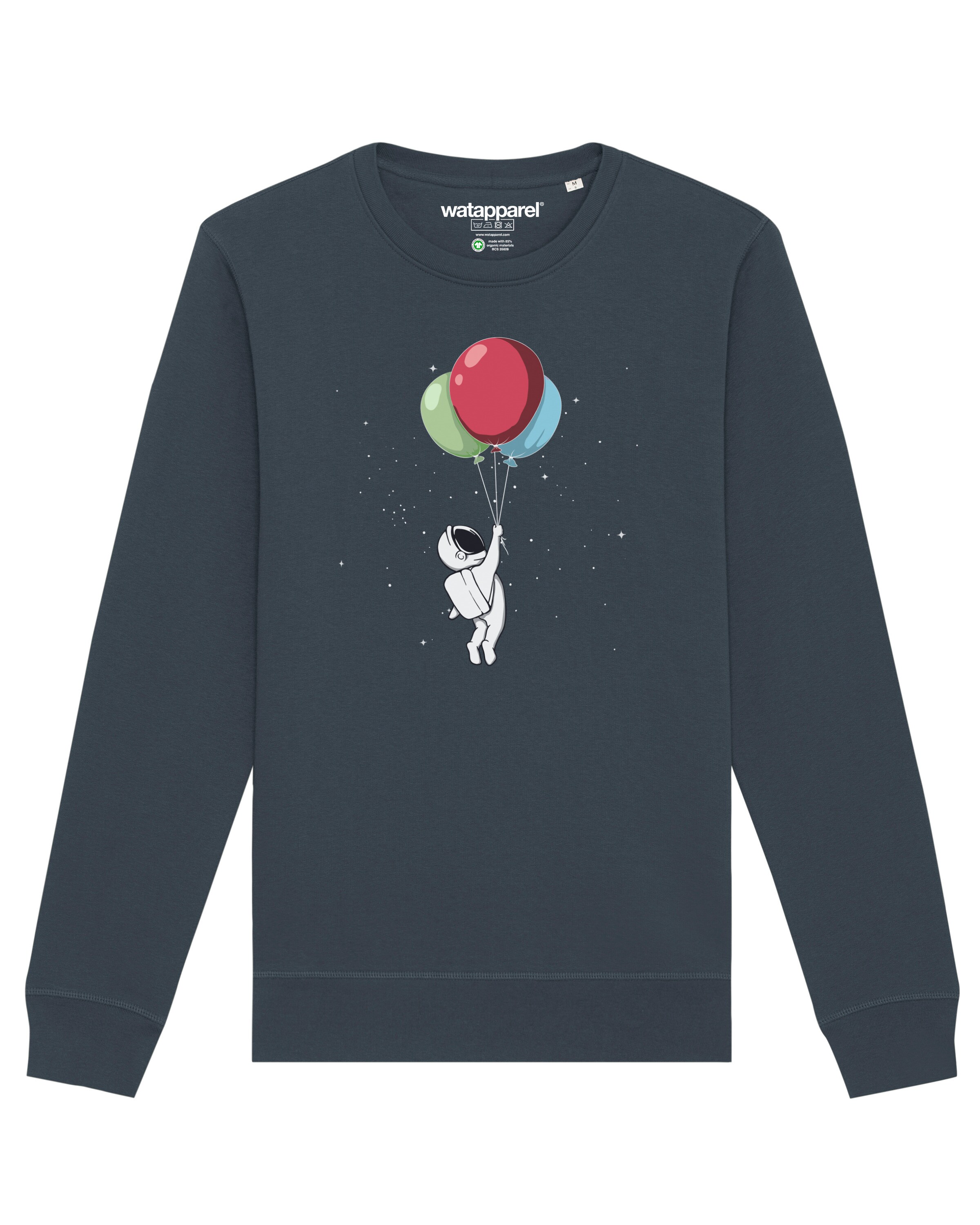 Sweat-shirt ' Little Balloon Astronaut ' Watapparel en gris : devant