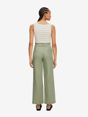 Wide Leg Pantalon à plis ESPRIT en vert