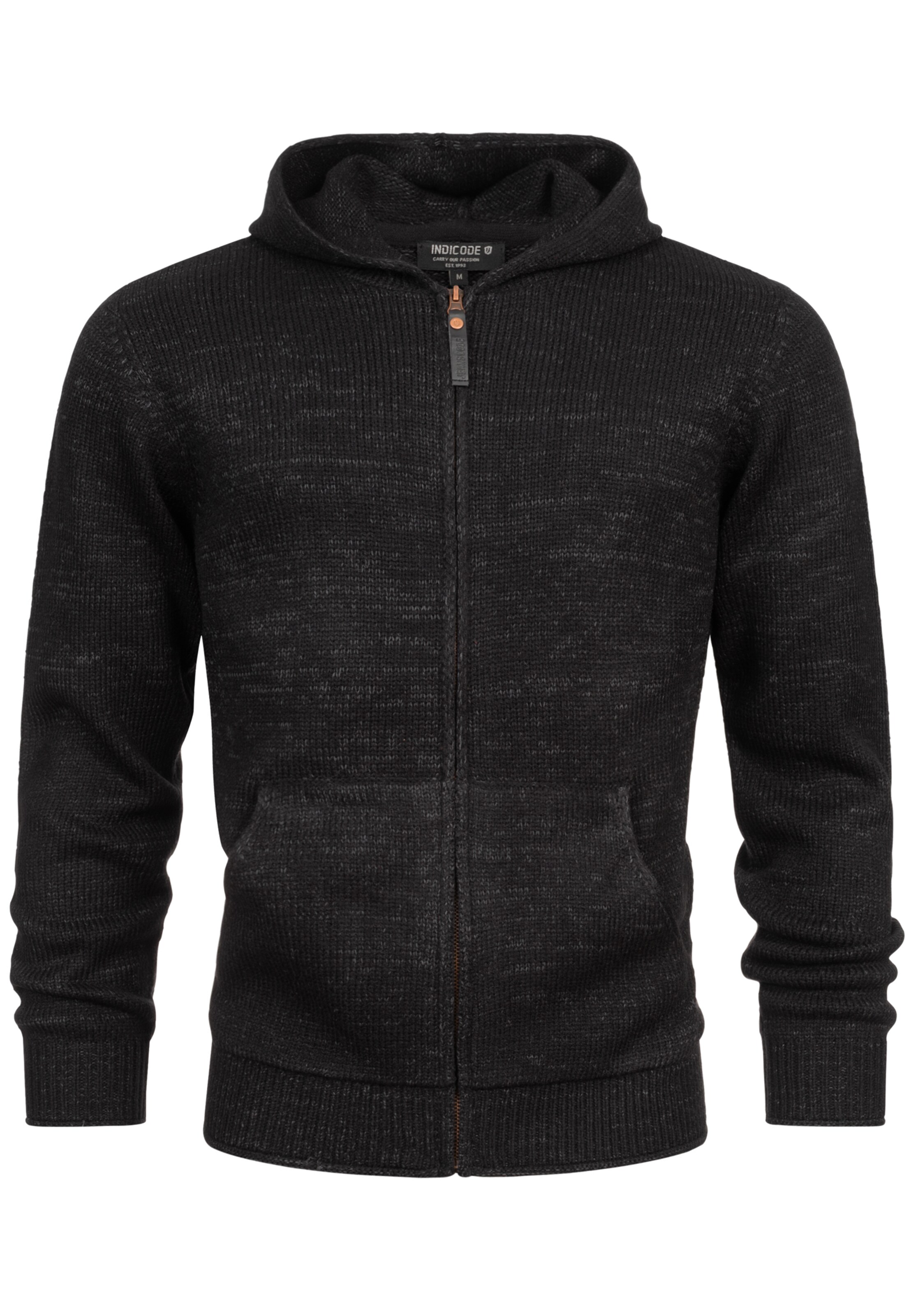 INDICODE JEANS Strickjacke 'Gage' in Schwarz: Vorderseite