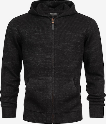 INDICODE JEANS Gebreid vest 'Gage' in Zwart: voorkant