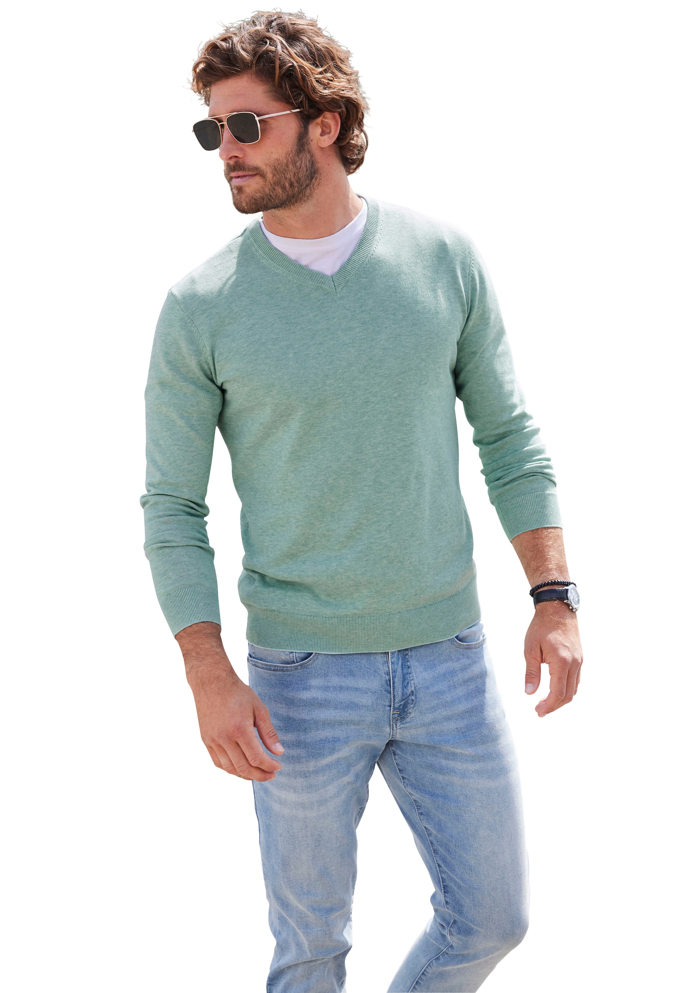 Pull-over H.I.S en vert : devant