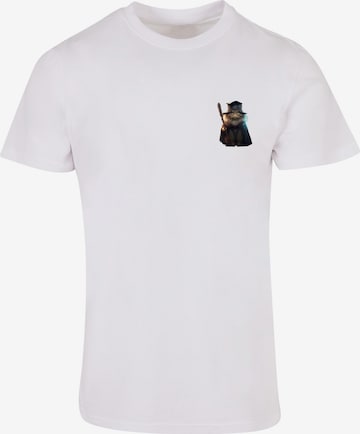 F4NT4STIC Shirt 'Wizard Cat' in White: front