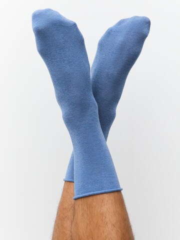 Albero Natur Socks 'Bio-Baumwoll-Socken mit Rollrand Unisex – 6er Pack' in Blue: front
