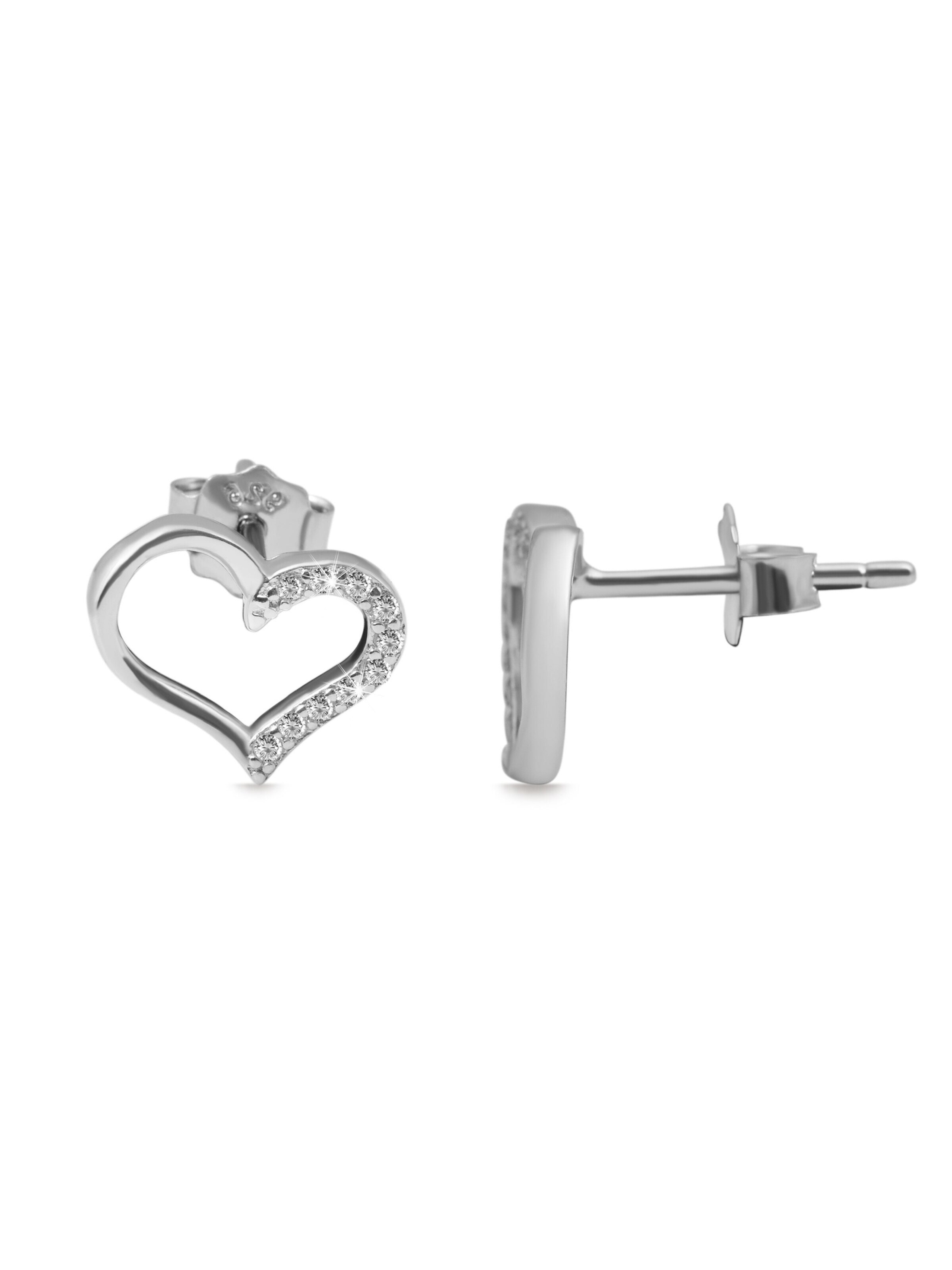 Akzent Jewelry Set '"Kimey" aus 925 Sterlingsilber, rhodiniert, Schmuckset Herz' in Silver