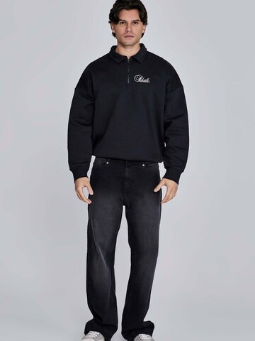 SikSilk Sweatshirt 'Essentials Polo Sweater'‌‌‌‌ in Schwarz