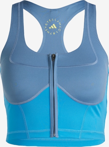 ADIDAS BY STELLA MCCARTNEY - Top deportivo 'Two-Tone Zipped Crop' en azul: frente