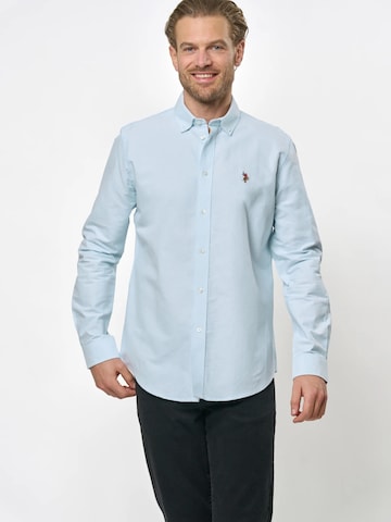 U.S. POLO ASSN. Regular fit Overhemd 'Armin' in Blauw: voorkant