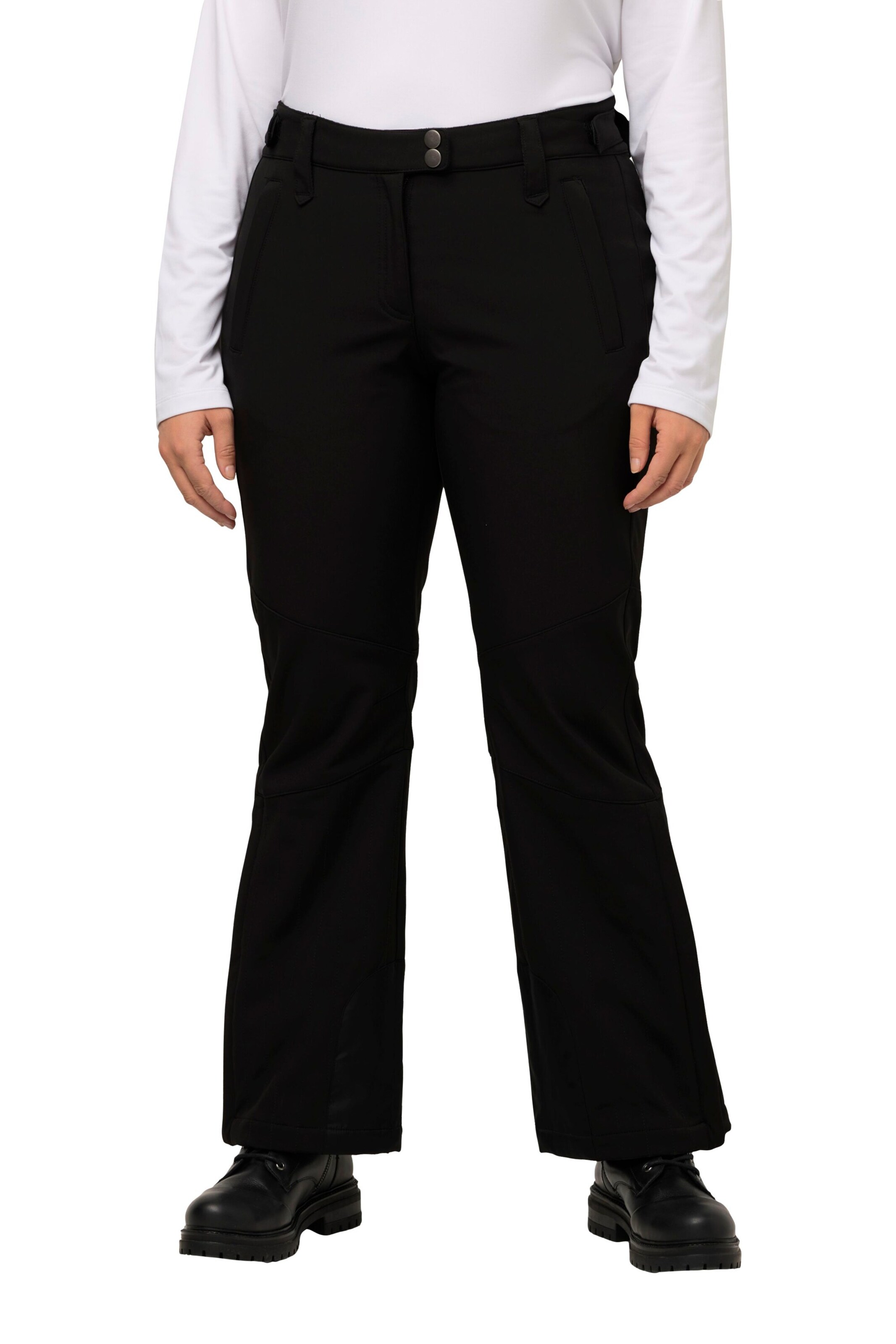 Ulla Popken Tapered Funktionshose in Schwarz: Vorderseite