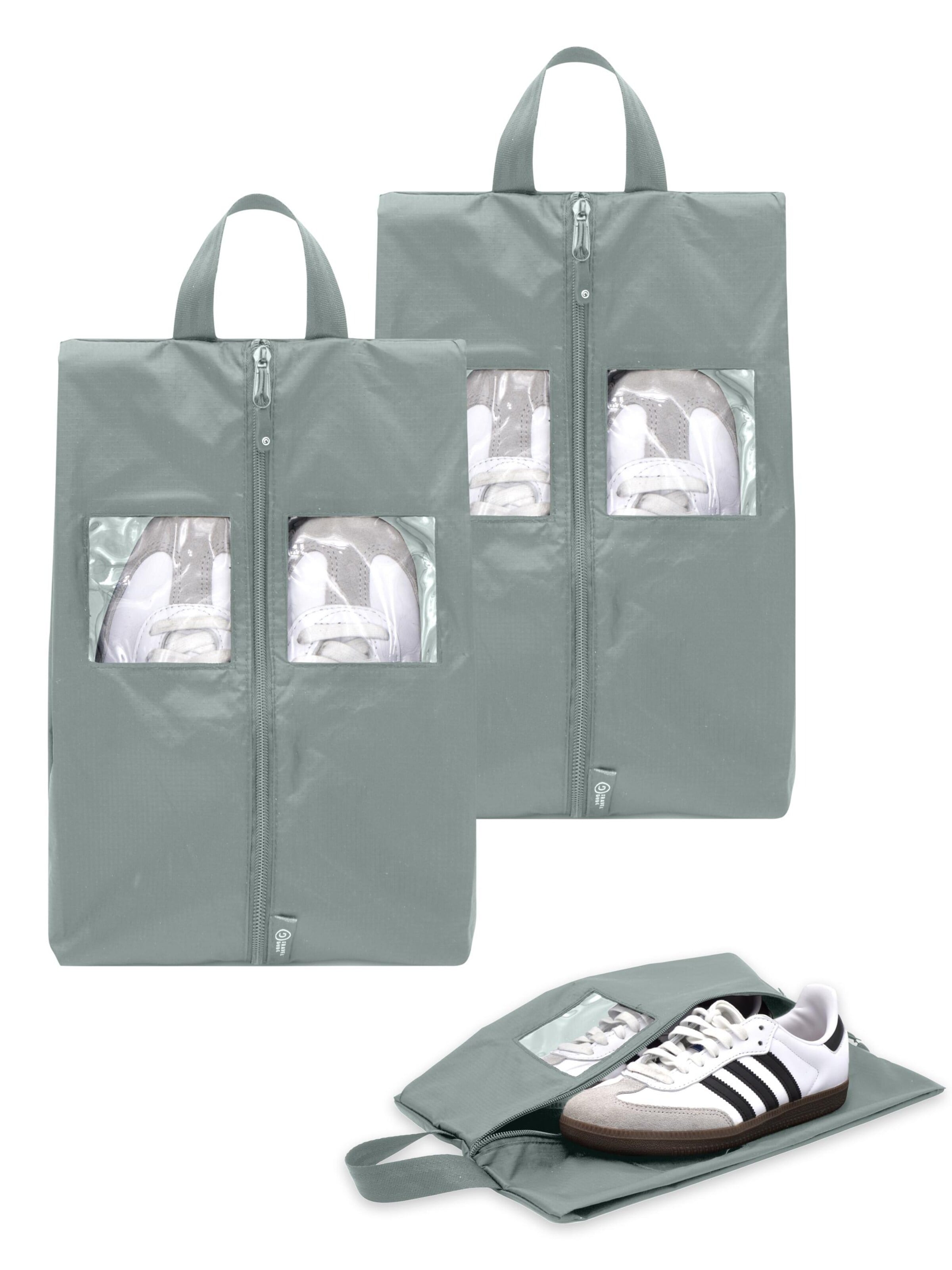 Sac de voyage 'Schuhtaschen Set 2 Teilig aus recycelten Plastikflaschen, Schuhbeutel Organizer' TRAVEL DUDE en argent : devant