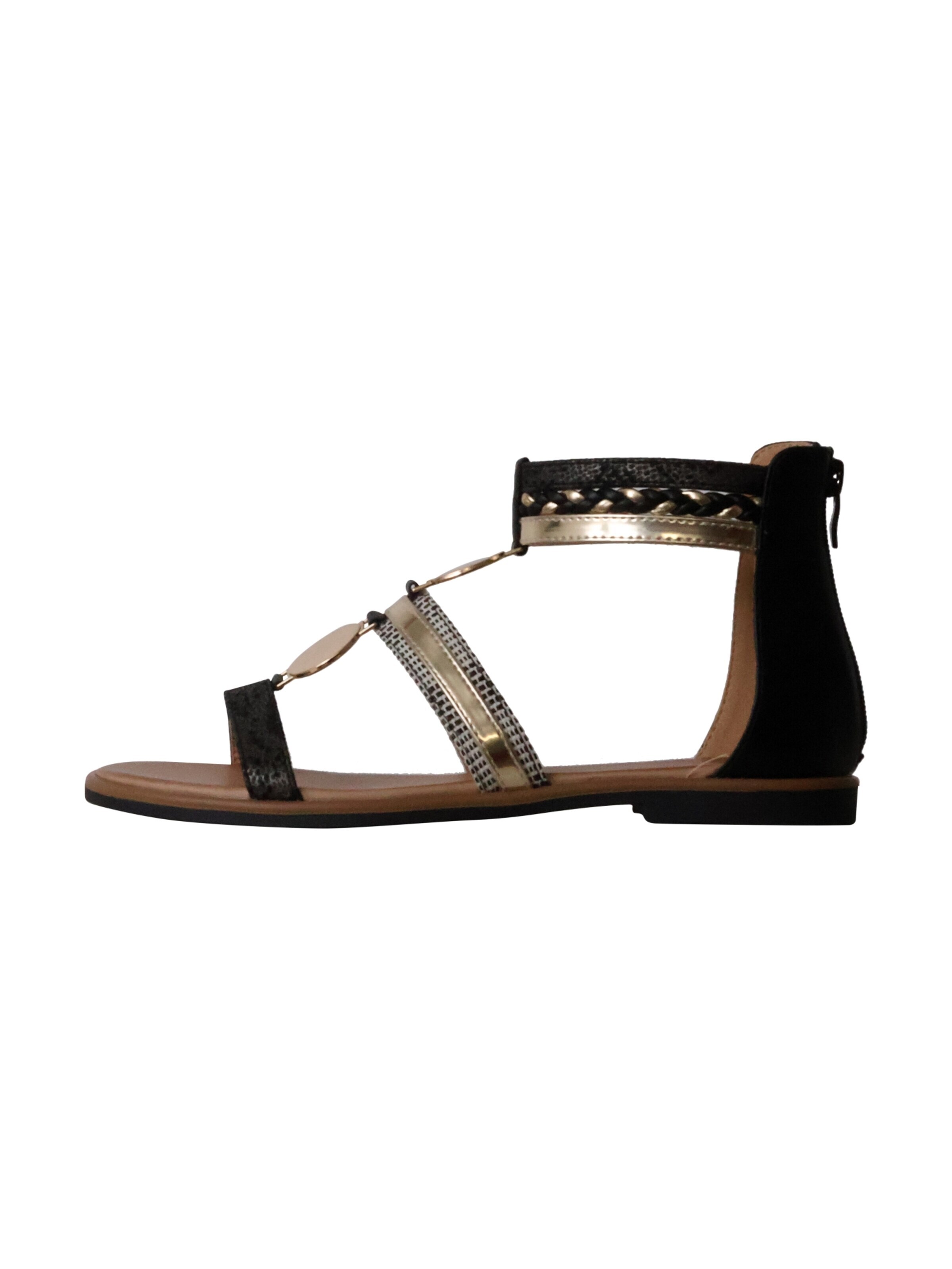 Sixth Sense - Sandalias 'Flache Sandalen mit Reißverschluss' en negro: frente
