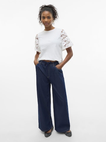 VERO MODA Wide leg Bandplooi jeans 'VMValeria' in Blauw