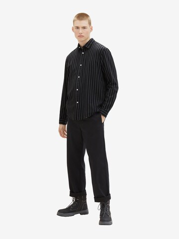 TOM TAILOR DENIM Comfort Fit Hemd in Schwarz