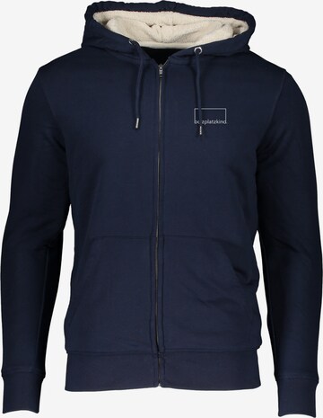 Bolzplatzkind Zip-Up Hoodie in Blue: front