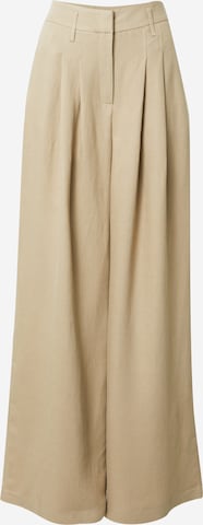 Birgitte Herskind Wide leg Veckad byxa 'Lotus' i beige: framsida