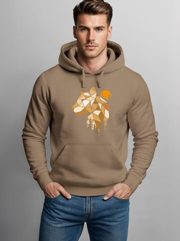 Neverless Sweatshirt 'Luchs Polygon' in Brown