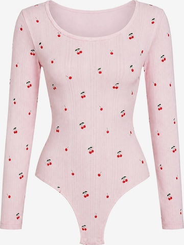 cfab Shapingbody 'Longsleeve Bodysuit Sculpting Shapewear with String' in Roze: voorkant