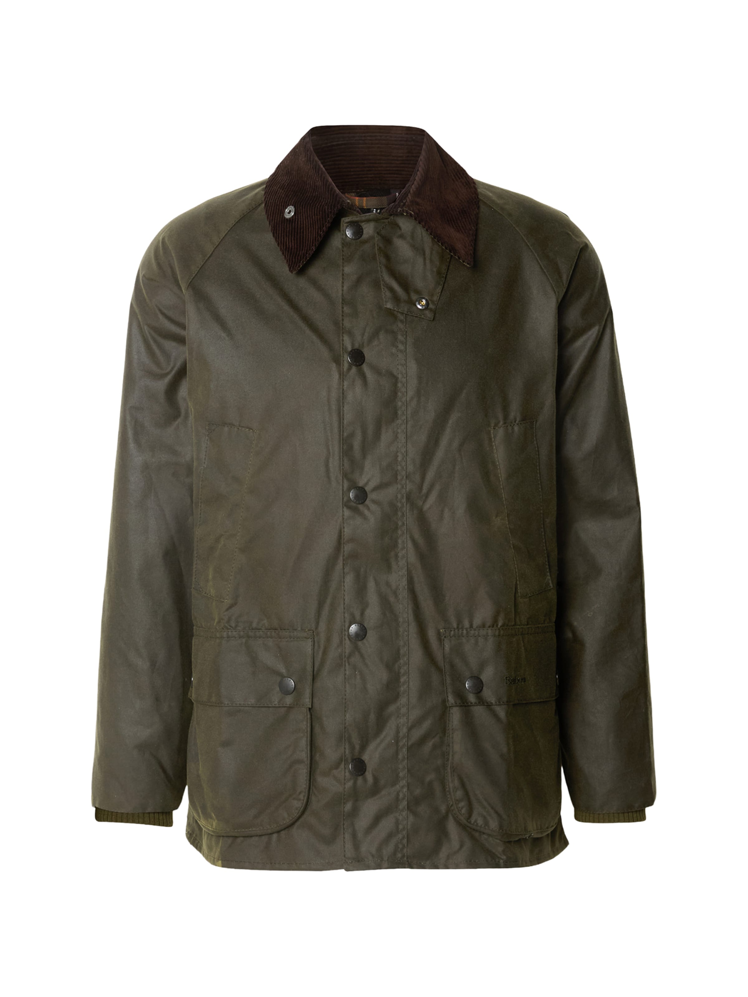 Barbour Φθινοπωρινό και ανοιξιάτικο μπουφάν 'Bedale Wax Archive' σε πράσινο: μπροστά