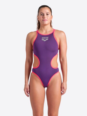 ARENA Bustier Badeanzug 'ONE BIGLOGO' in Lila: Vorderseite