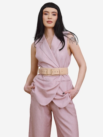 Haute Cuir Belt 'Double Buckle' in Beige: front