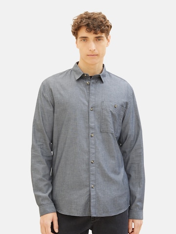 TOM TAILOR DENIM Regular fit Button Up Shirt in Grey: front