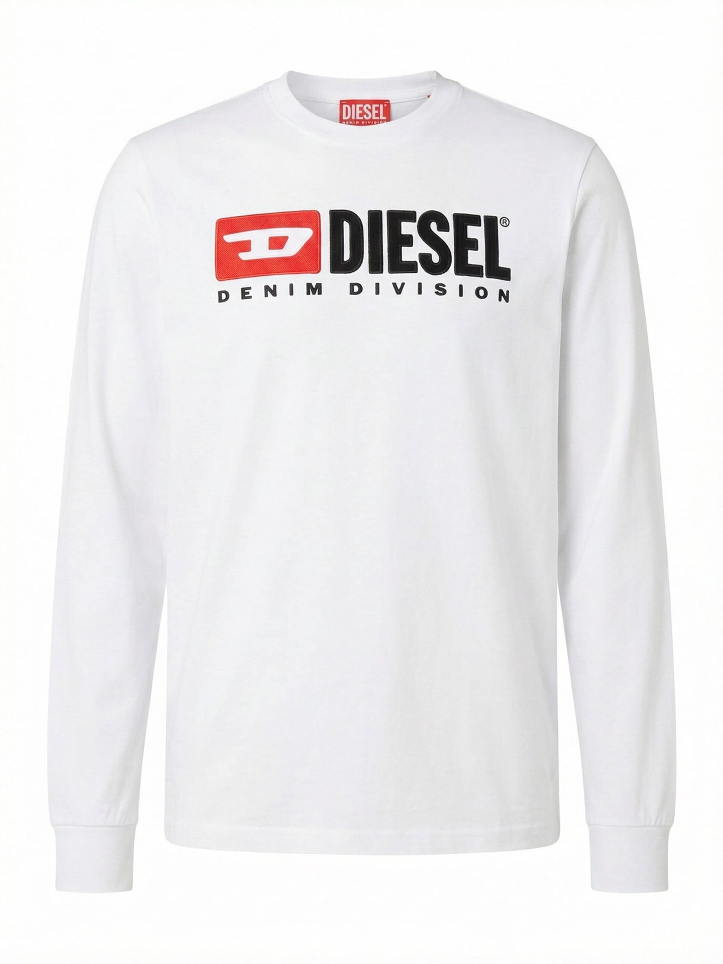 DIESEL Shirt 'T-JUST-LS-DIV' in Wit: voorkant
