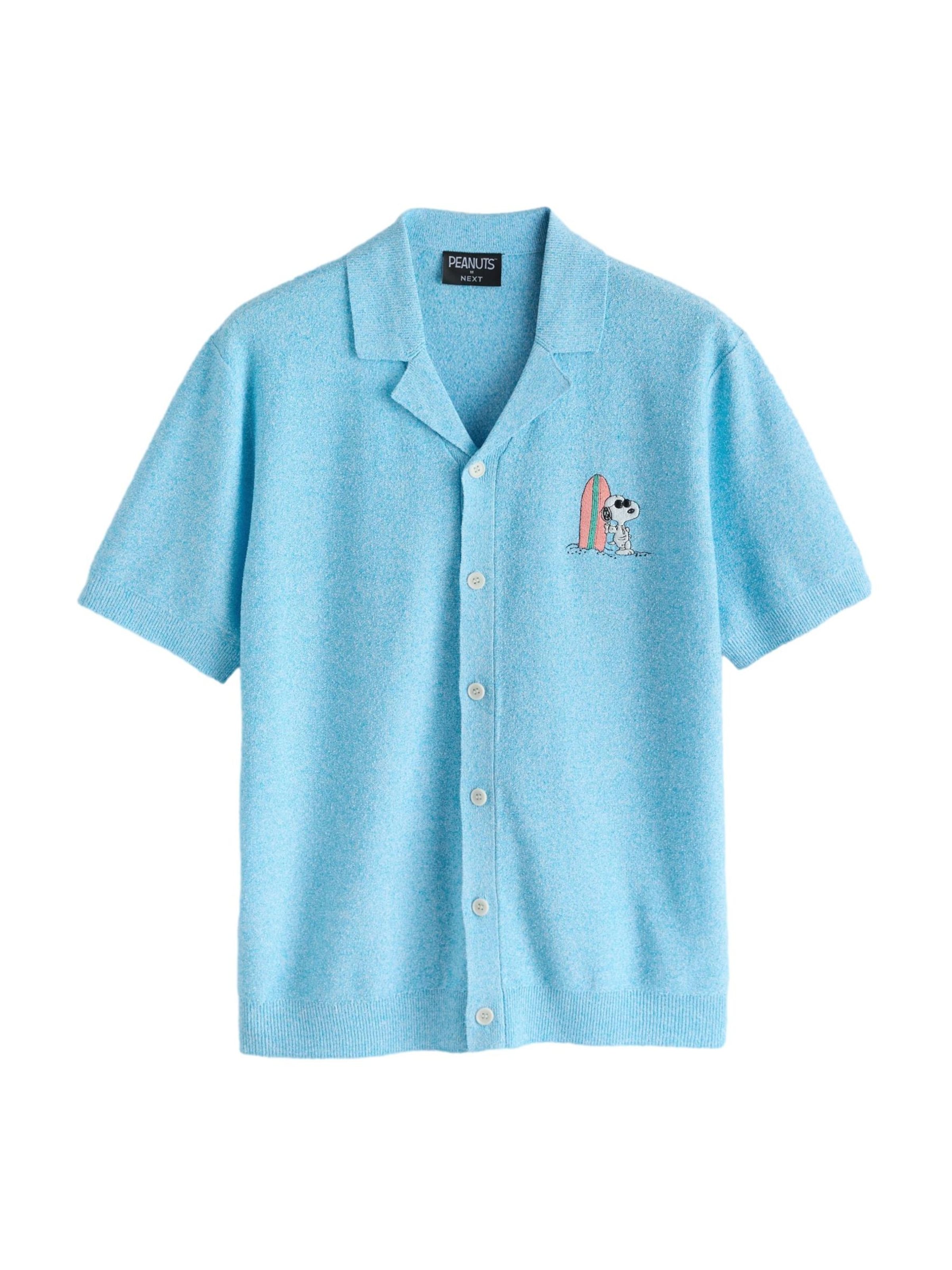 Next Regular fit Button Up Shirt 'Snoopy' in Blue: front