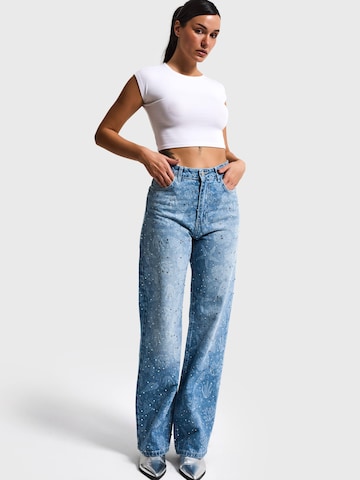 Regular Jean 'RHINESTONE STRAIGHT MID RISE JEANS' IT'S BASIC en bleu