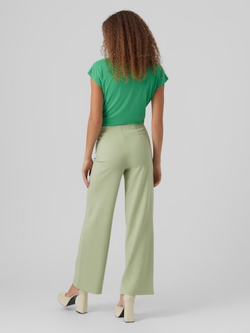 VERO MODA Wide leg Pleated Pants 'Becky' in Green