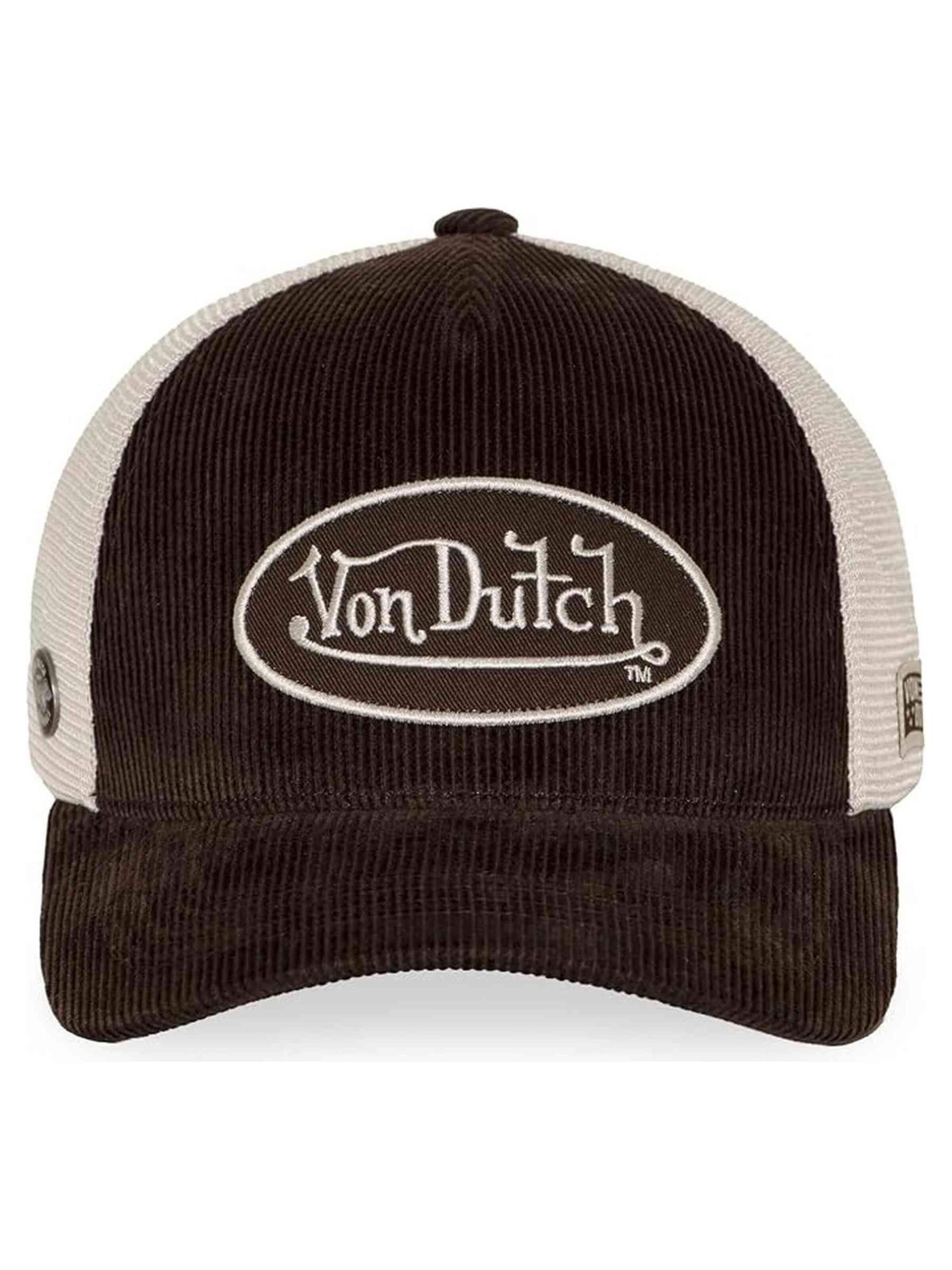 Von Dutch Pet 'Gorra von dutch marron corduroy trucker cap' in Bruin: voorkant