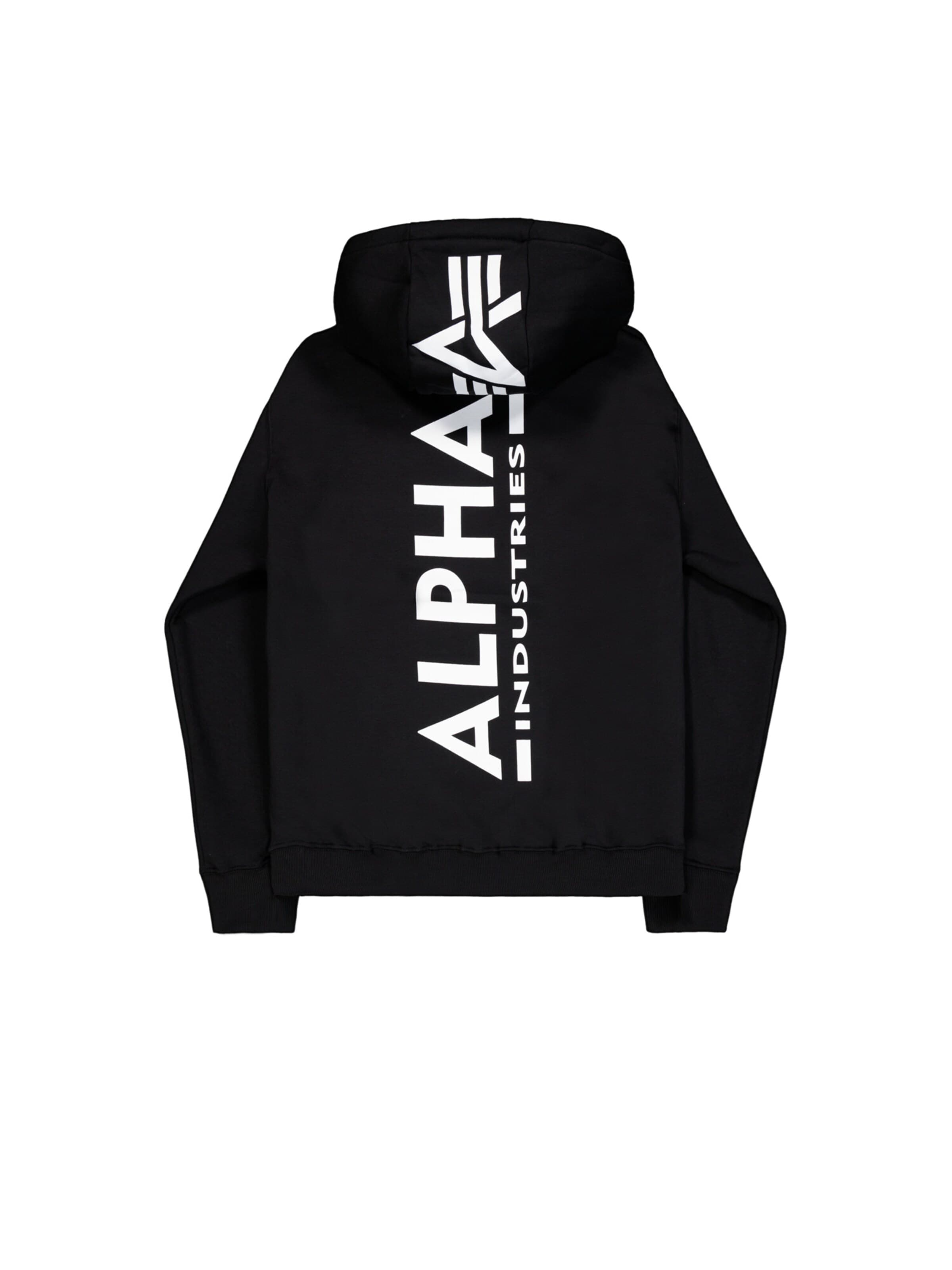 Felpa 'Backprint' di ALPHA INDUSTRIES in nero: frontale