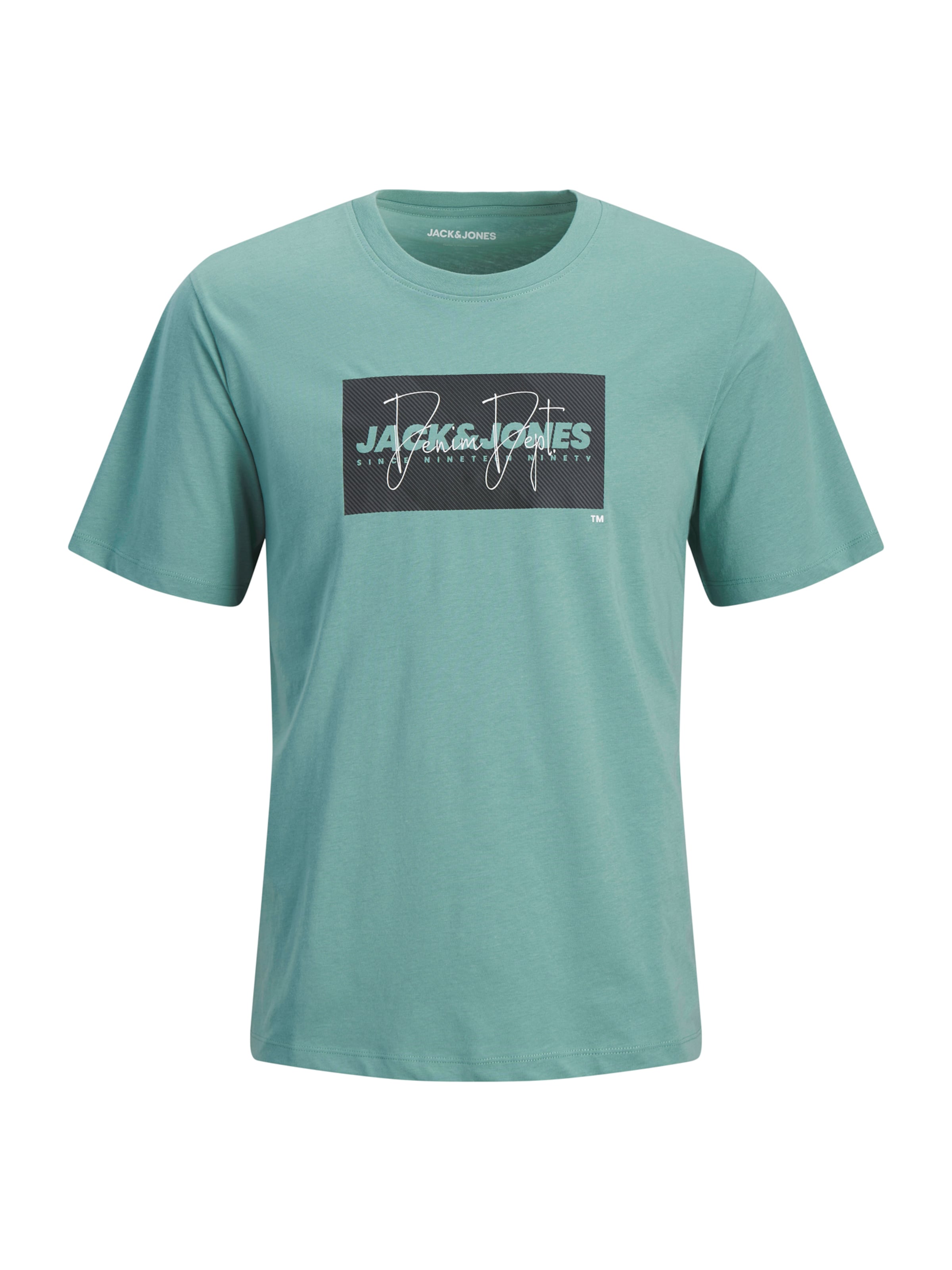 JACK & JONES T-Shirt 'JJCole' en vert pastel / noir / blanc, Vue avec produit