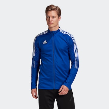 ADIDAS SPORTSWEAR Skinny Athletic Jacket 'Tiro 21' in Blue: front