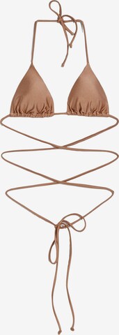 Bershka Trójkąt Góra bikini w kolorze brązowy: przód