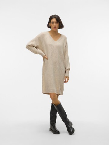 VERO MODA Knit dress 'ELLYLEFILE' in Beige