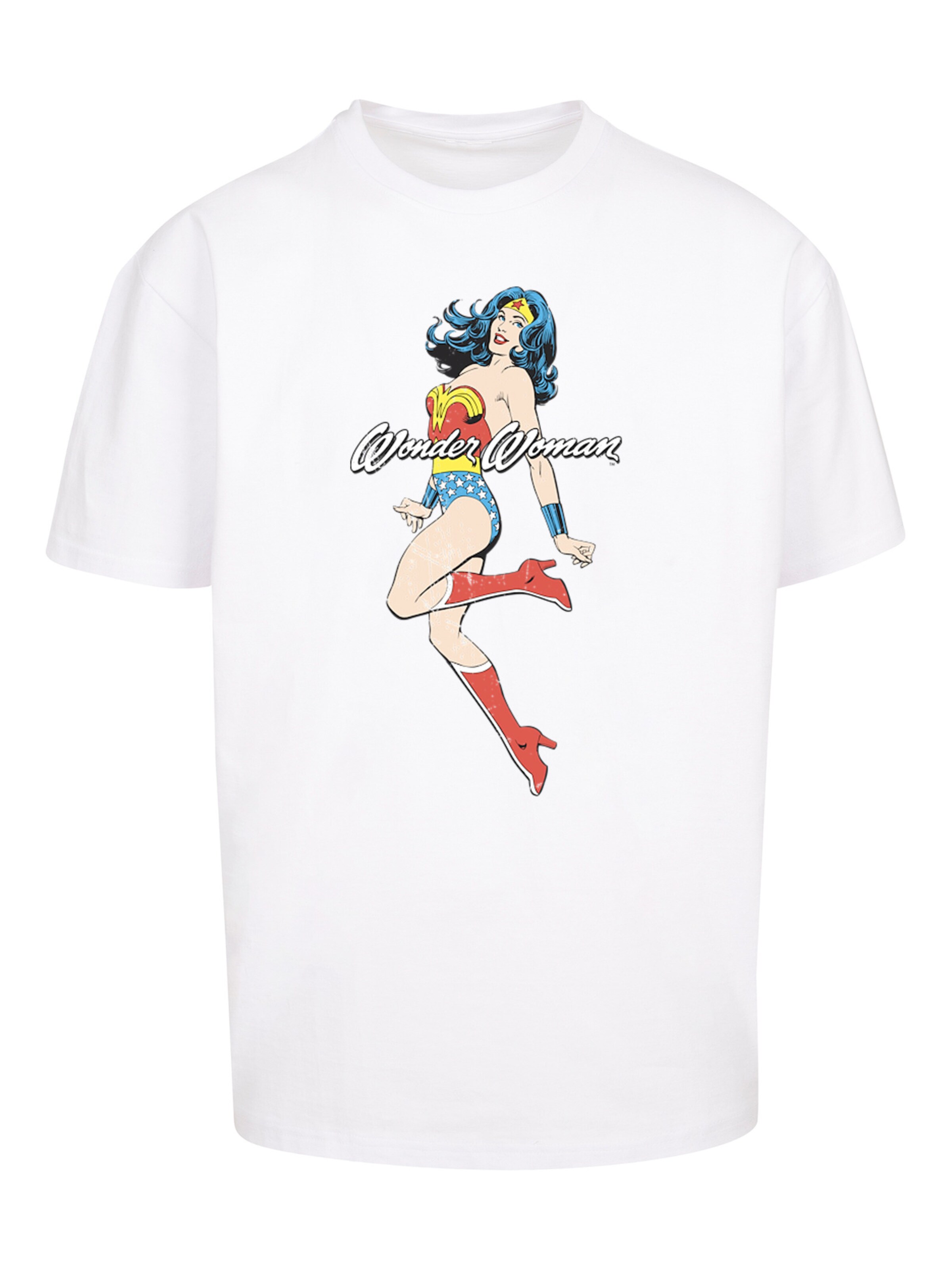 F4NT4STIC T-Shirt 'DC Comics Wonder Woman Jump' in Weiß: Vorderseite