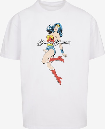 F4NT4STIC T-Shirt 'DC Comics Wonder Woman Jump' in Weiß: Vorderseite