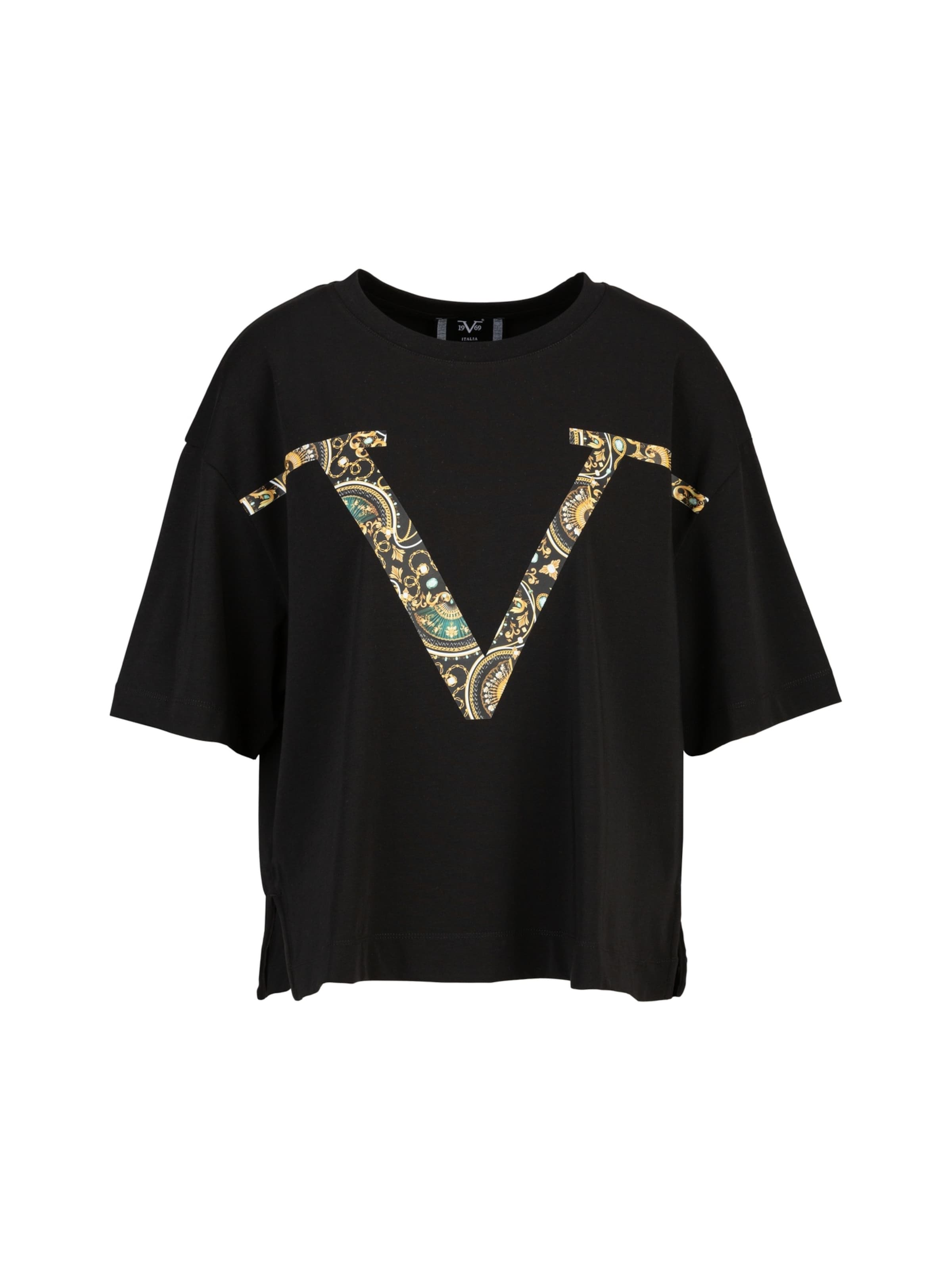 Maglietta &#x27;Petonia New Baroque&#x27; di 19V69 ITALIA in nero: frontale