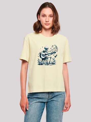 T-shirt 'Skelett Spielt Gitarre, Musik, Liebe' F4NT4STIC en jaune : devant